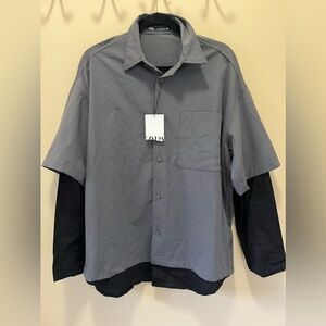 Zara Men’s STRETCH SHIRT Button Down Grey